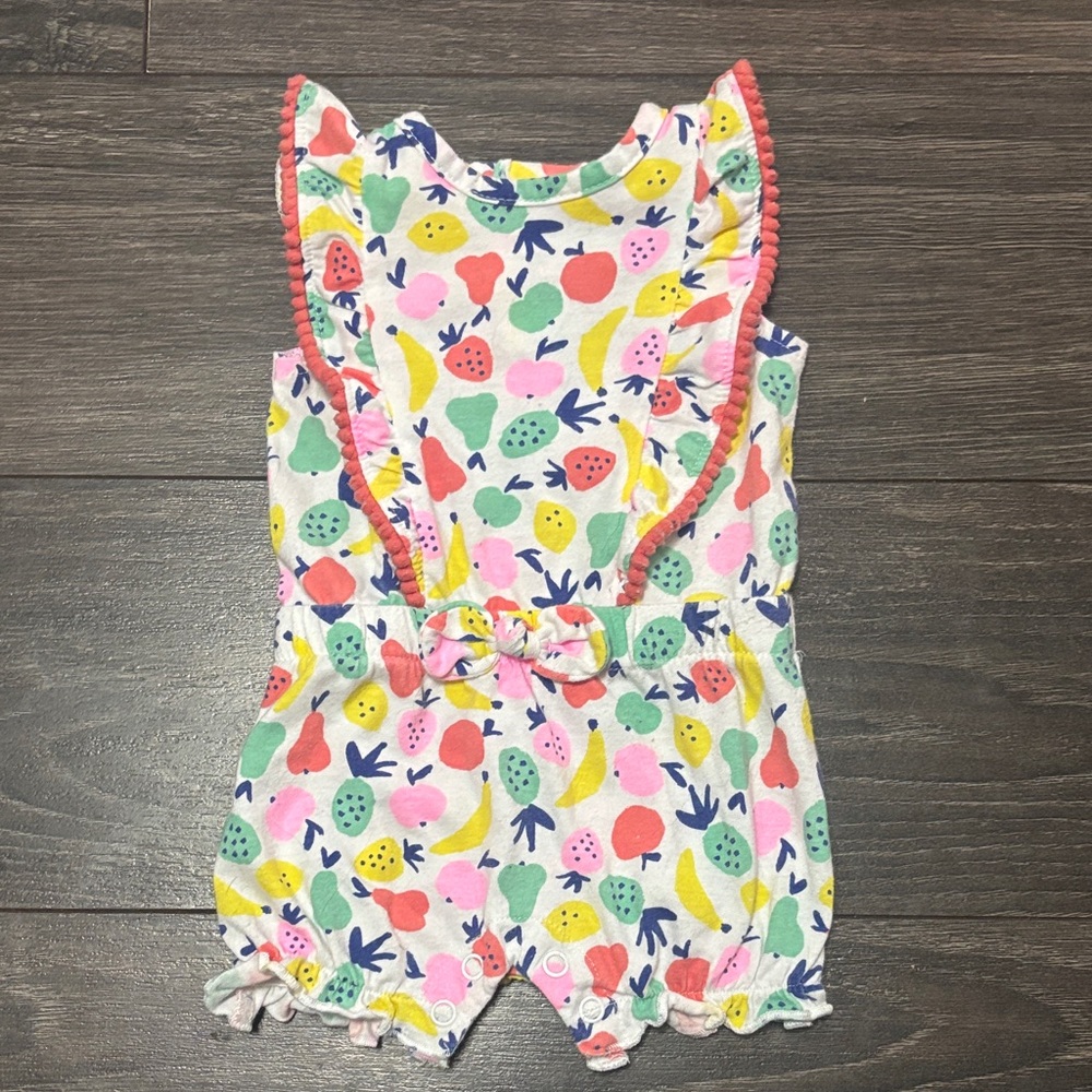 2/$10Vibrant Fruit Print Kids Romper